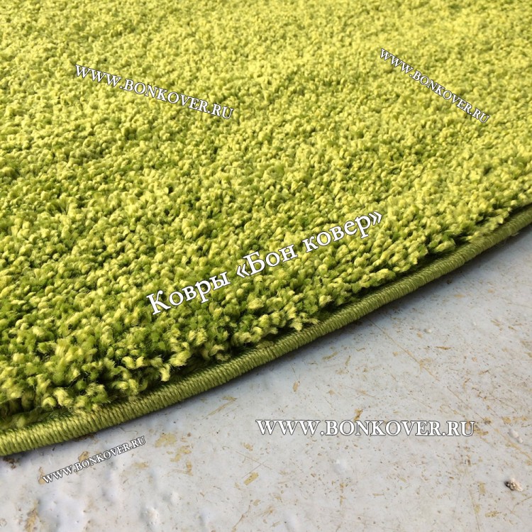 Зеленый Овальный Длинноворсный Ковер