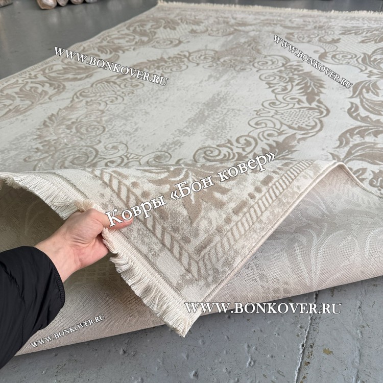 Ковер Турция Для Гостиной Дизайн 98 Серый с Бежевым