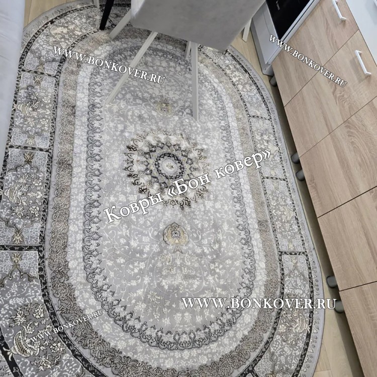 Турецкий Ковер Для гостиной New дизайн 96 Серый Овал