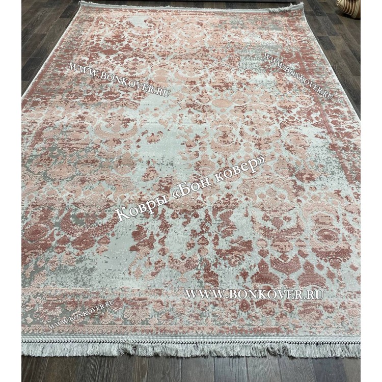 Современный Турецкий Ковер Дизайн 30672 Розовый С Серым