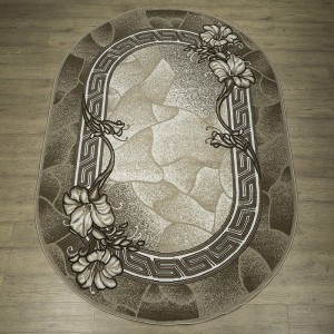 Ковер Лайт Карпет Рисунок 26514 Овал Бежево-Корчиневый